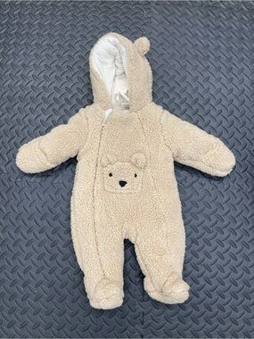 First Wish Brand Teddy Bear Sherpa Bunting Snowsuit Size 3-6 Months NWT Baby